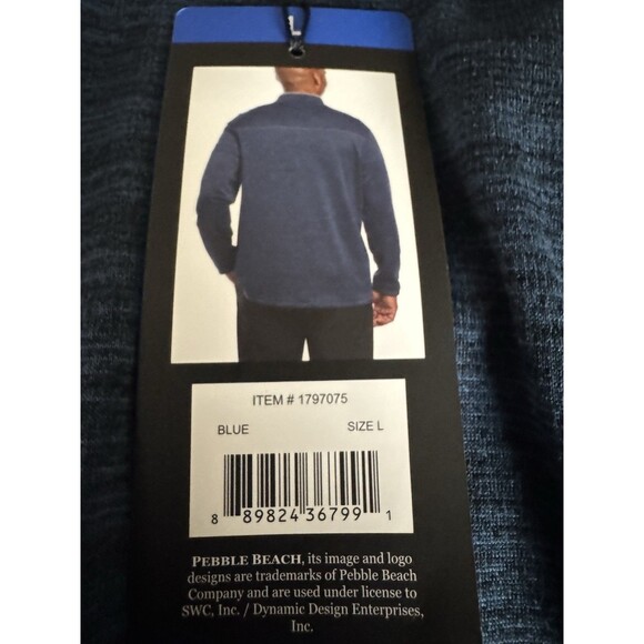 Pebble Beach Mens Large Blue Dry-Luxe Performance 1/4 Zip Shirt Pull Over New - Picture 7 of 10
